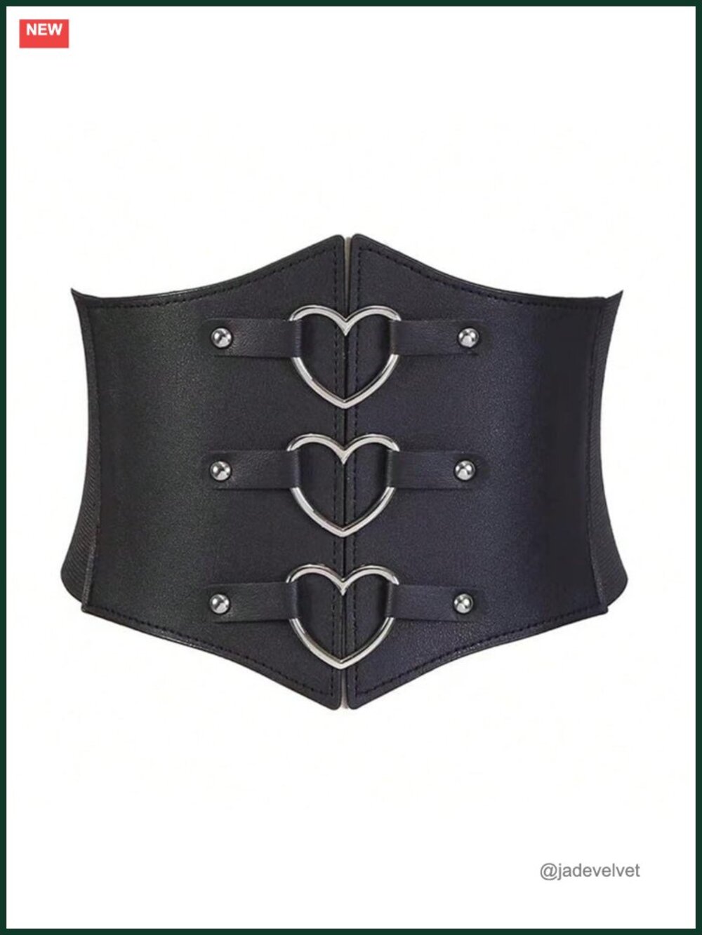 Faux Leather Corset Waist Belt Heart Ring Elastic Wide Halloween Cosplay